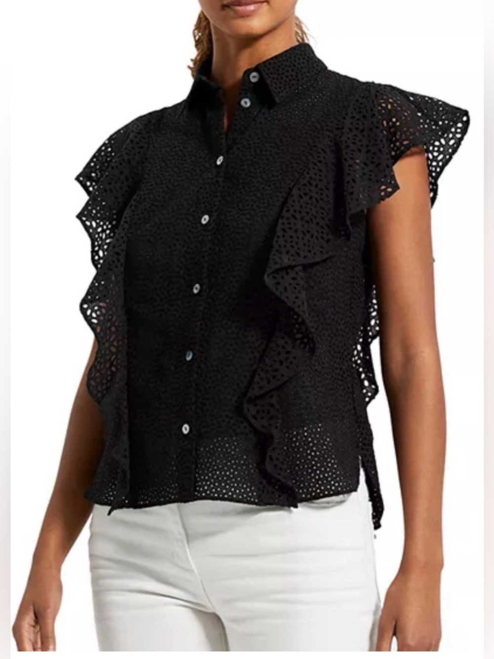 Theory [$295]  Nova Eyelet Blouse